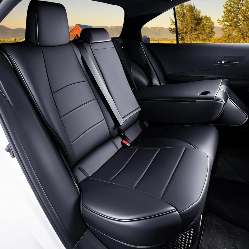 HKZ Fit Corolla Car Seat Cover Full Set for Toyota Corolla 2023-2026 - Faux Leather (Black) - Image 3