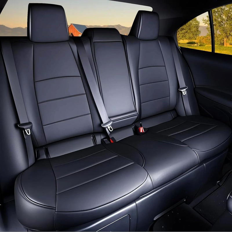 HKZ Fit Corolla Car Seat Cover Full Set for Toyota Corolla 2023-2026 - Faux Leather (Black) - Image 2