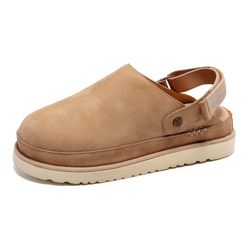 Spring Soft Bottom Genuine Leather Slip-On Baotou Drag Couples Fashion Breathable Casual Comfortable Half Shoes For Men - Image 1