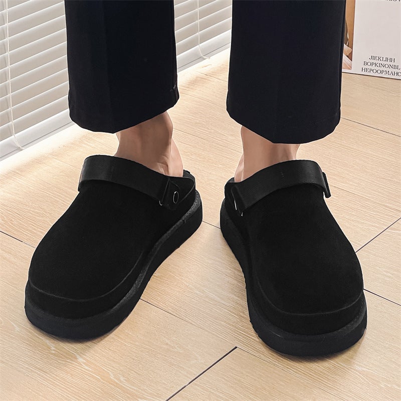 Spring Soft Bottom Genuine Leather Slip-On Baotou Drag Couples Fashion Breathable Casual Comfortable Half Shoes For Men - Image 5