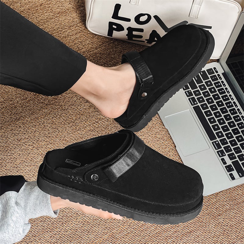 Spring Soft Bottom Genuine Leather Slip-On Baotou Drag Couples Fashion Breathable Casual Comfortable Half Shoes For Men - Image 4