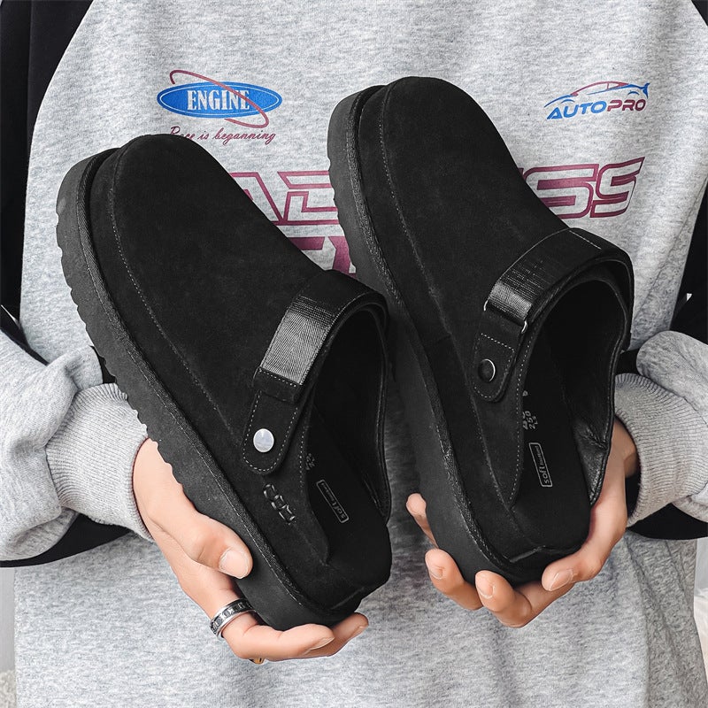 Spring Soft Bottom Genuine Leather Slip-On Baotou Drag Couples Fashion Breathable Casual Comfortable Half Shoes For Men - Image 3