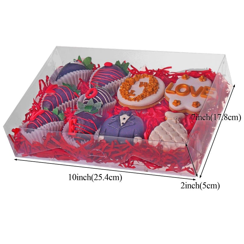 SLShePack 10PCS Clear Strawberry Boxes - 10x7x2 inches Cookie, Macaron & Treat Boxes for Party Favors - Image 2