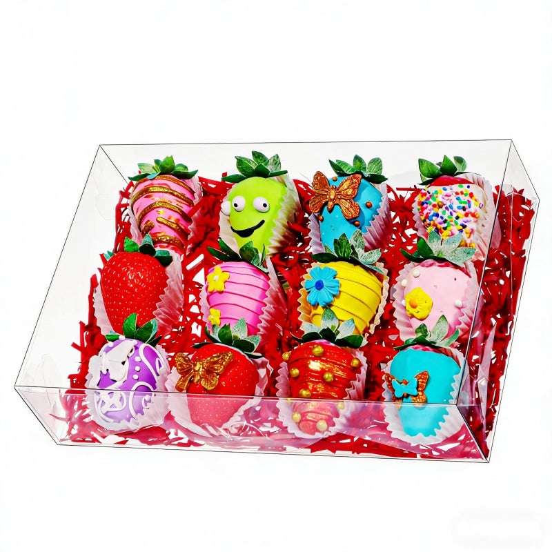SLShePack 10PCS Clear Strawberry Boxes - 10x7x2 inches Cookie, Macaron & Treat Boxes for Party Favors - Image 1