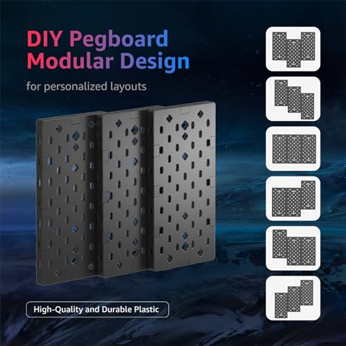 PEGZONE حامل سماعات الرأس ووحدة التحكم PEGZONE القابل للتعديل للألعاب، حامل لوح دبابيس قابل للتدوير مع خطافات كابل، ملحقات ألعاب لجهاز Xbox PS5 PS4 Nintendo Switch، 3 قطع لوح دبابيس، أسود - Image 2