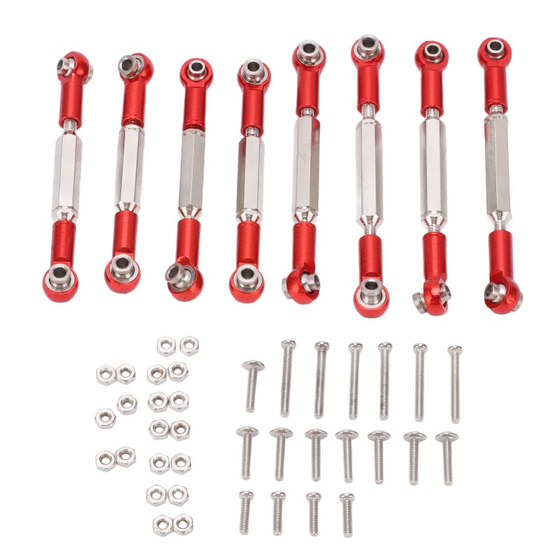 Red Metal Adjustable Steering Linkage 8Pcs Aluminum Alloy Servo Pull Rod For RC Car Upgrade - Image 2