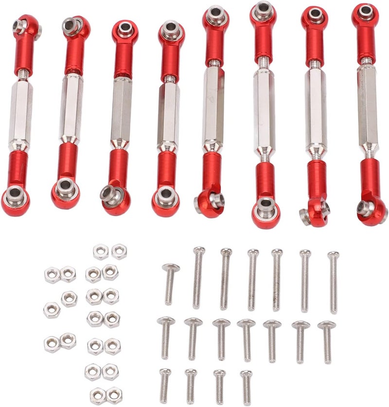 Red Metal Adjustable Steering Linkage 8Pcs Aluminum Alloy Servo Pull Rod For RC Car Upgrade - Image 1