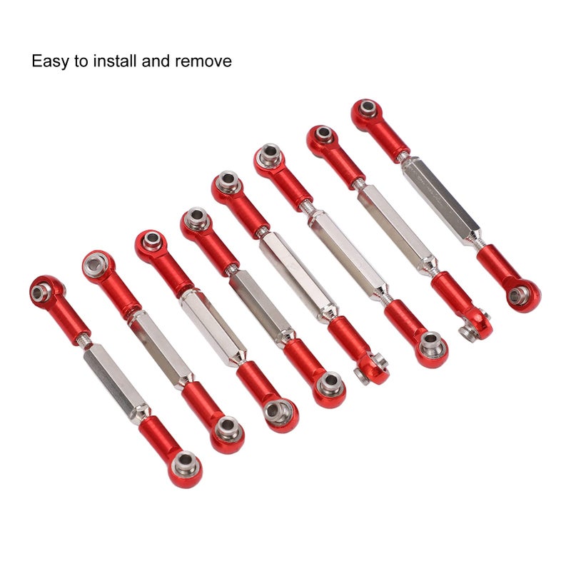 Red Metal Adjustable Steering Linkage 8Pcs Aluminum Alloy Servo Pull Rod For RC Car Upgrade - Image 3