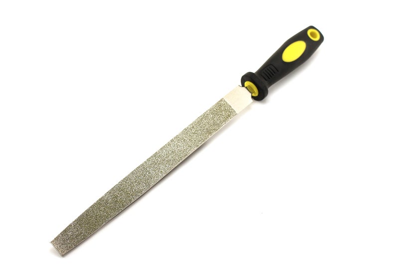 TEMO 10 Inch 25 cm Long Diamond Coated Flat File Grit 60 Coarse Diamond Coated Flat File Plastic Handle Hand Tools for Grinding on Glass Stone Marble Rock Bone