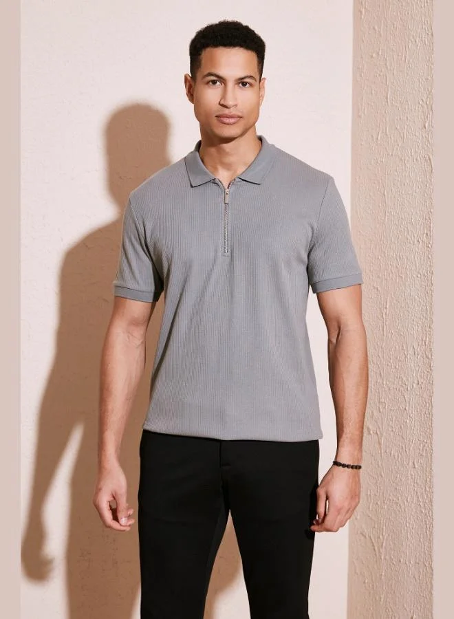 بوراتي تيشيرت بولو رجالي قطن بياقة سحاب من بوراتي