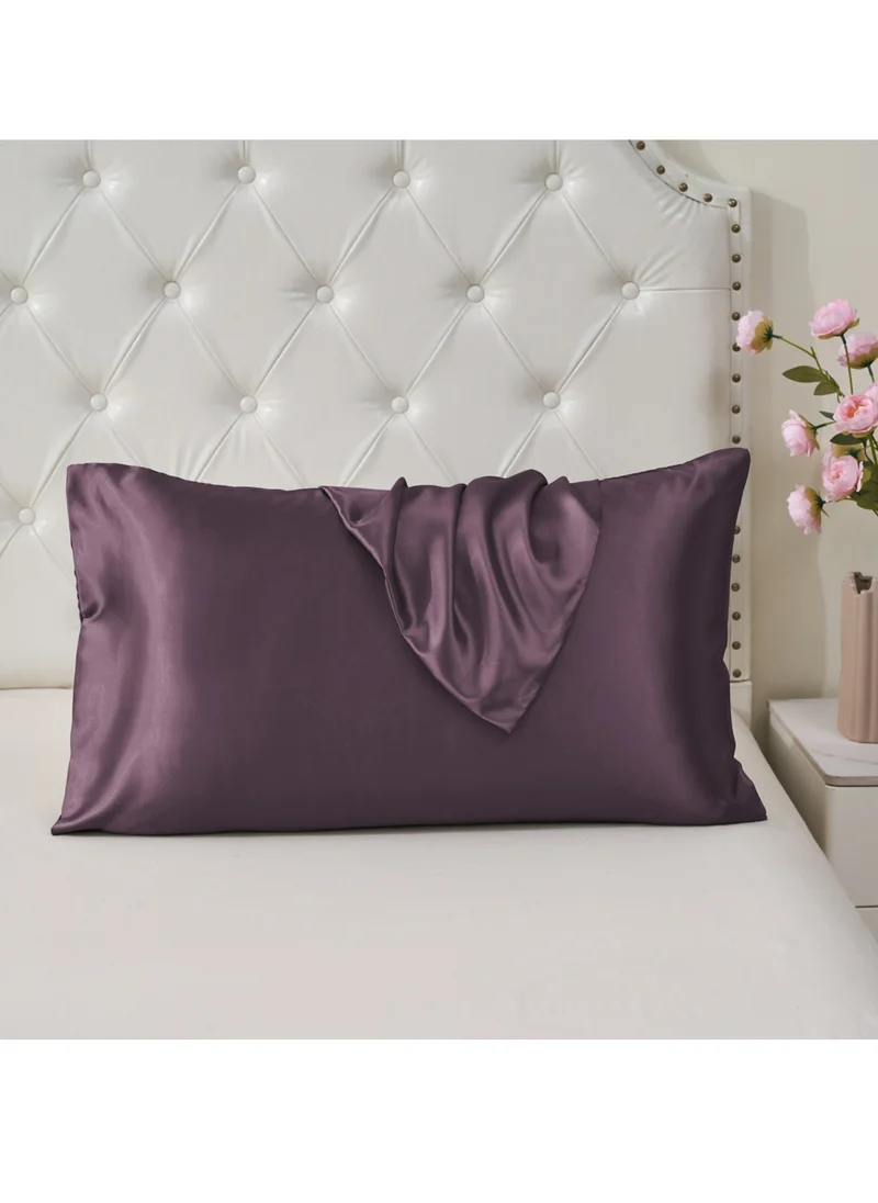 Donetella Satin Pillowcases 2-Pcs Soft And Silky Pillow Cover For Hair And Skin Care With Envelope Closure (Without Pillow Insert),Purplish Grey