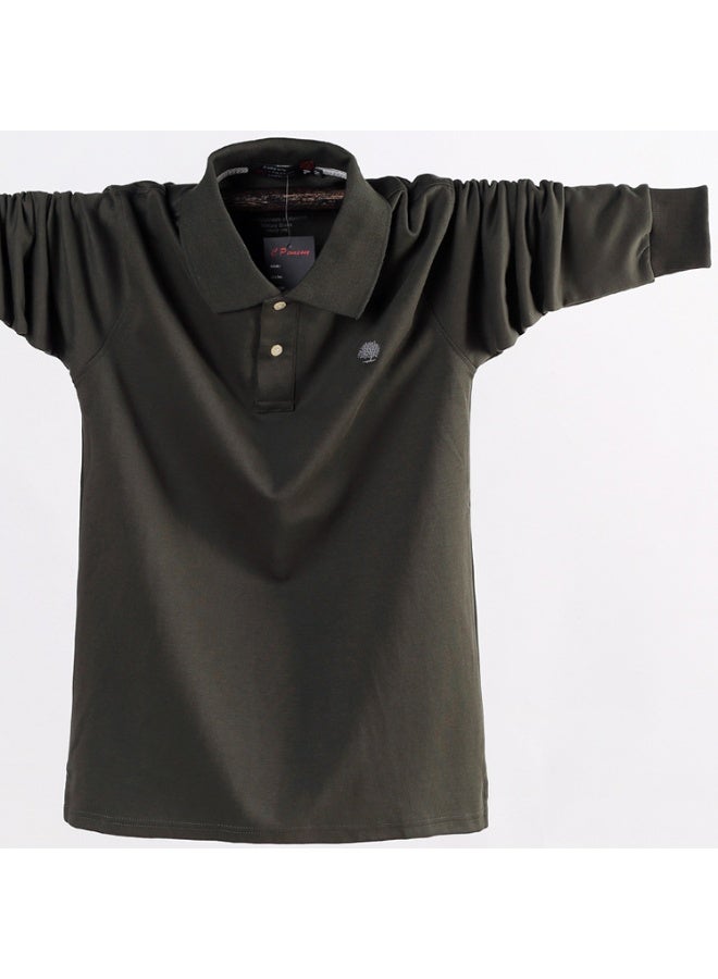 Big Size Men Long Sleeve Polo Shirt  Autumn Winter Men  Fashion Casual Loose Cotton Tops Solid Color Polo Shirt - Image 1