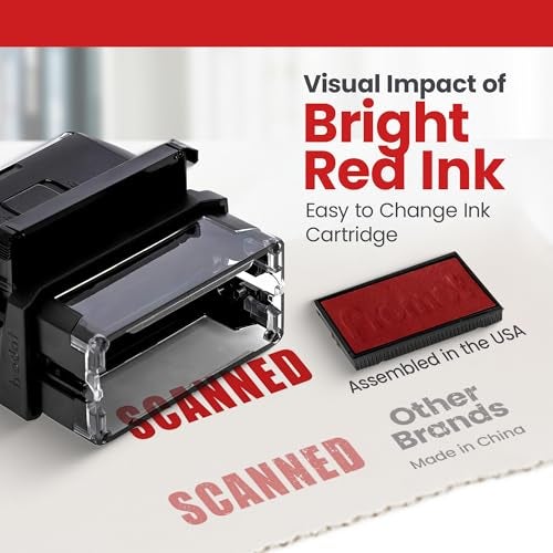 Promot Scanned Self Inking Rubber Stamp - Refillable Scanned Stamper - Business, Bookkeeping, Ordering, Accounting, Work, Office Stamps - Red Ink - Image 4