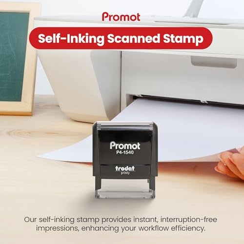 Promot Scanned Self Inking Rubber Stamp - Refillable Scanned Stamper - Business, Bookkeeping, Ordering, Accounting, Work, Office Stamps - Red Ink - Image 2