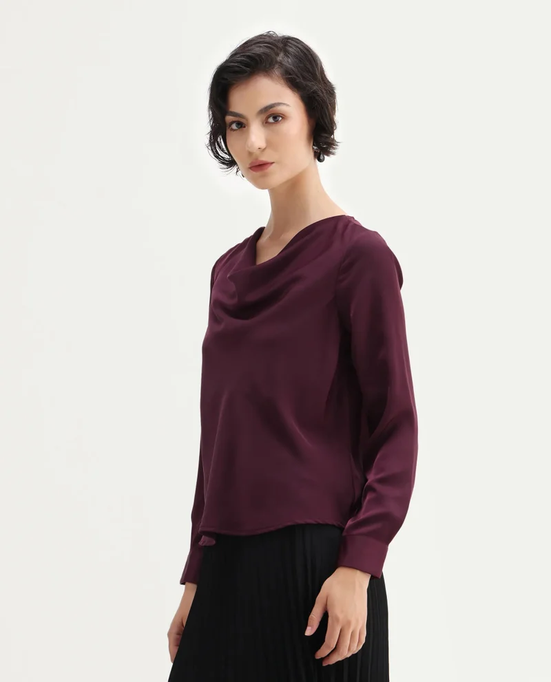 Rareism Women's Avier Maroon Plain Top