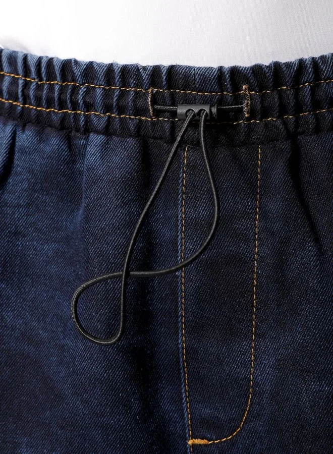 The Indian Garage Co Men Baggy Solid Mid-Rise Denim Joggers