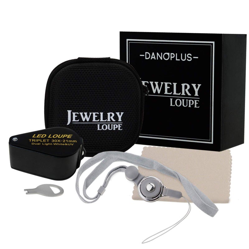 DANOPLUS 30x Magnifier Jewelry Loupe LED UV 21mm Achromatic Triplet Lens Optical Glass Pocket Gem Magnifying Tool Jeweler, Stamp Philatelist, Coin Numismatic - Image 3