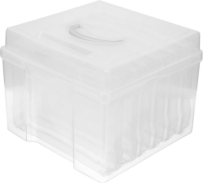 Zerodeko Photo Storage Organizer Box with Handle 5x7 Inch Multi-functional Photo Keeper Container for Postcards Greeting Cards and Small Items Storage - Image 1