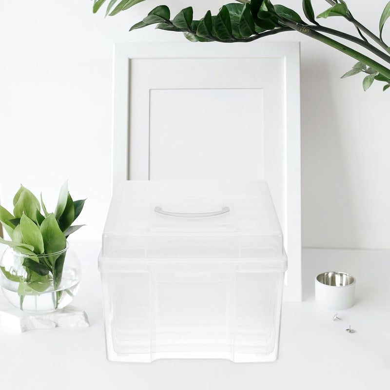 Zerodeko Photo Storage Organizer Box with Handle 5x7 Inch Multi-functional Photo Keeper Container for Postcards Greeting Cards and Small Items Storage - Image 5