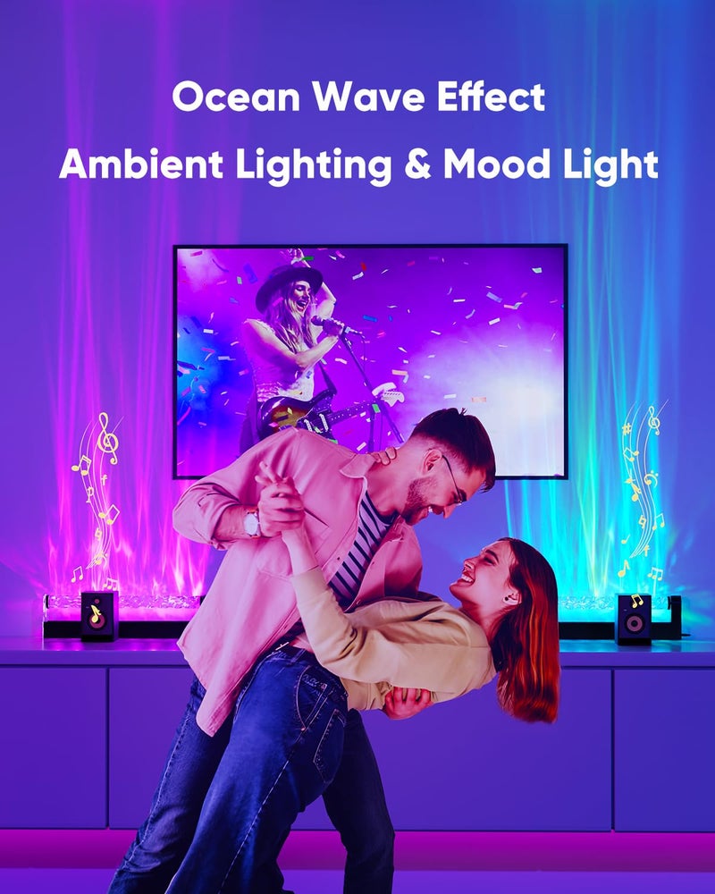 KITVONA شريط ضوء LED RGB لغرفة النوم، إضاءة محيطية للجدار، إضاءة مزاجية لغرفة المعيشة، ديكور غرفة الألعاب، مصباح موجة المحيط، تحكم عن بعد - Image 3
