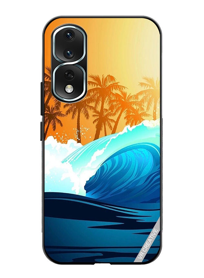 VR CREATIVE Protective Case Cover For Honor 80 Pro Tropical Surfing Wave At Sunrise With Palm Tree Design Multicolour - Image 1