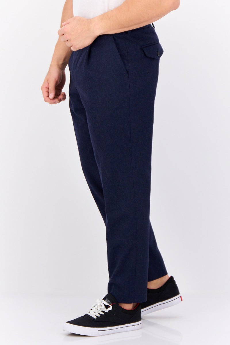 GANT Men Slim Fit Solid Straight Leg Pants, Dark Blue - Image 3