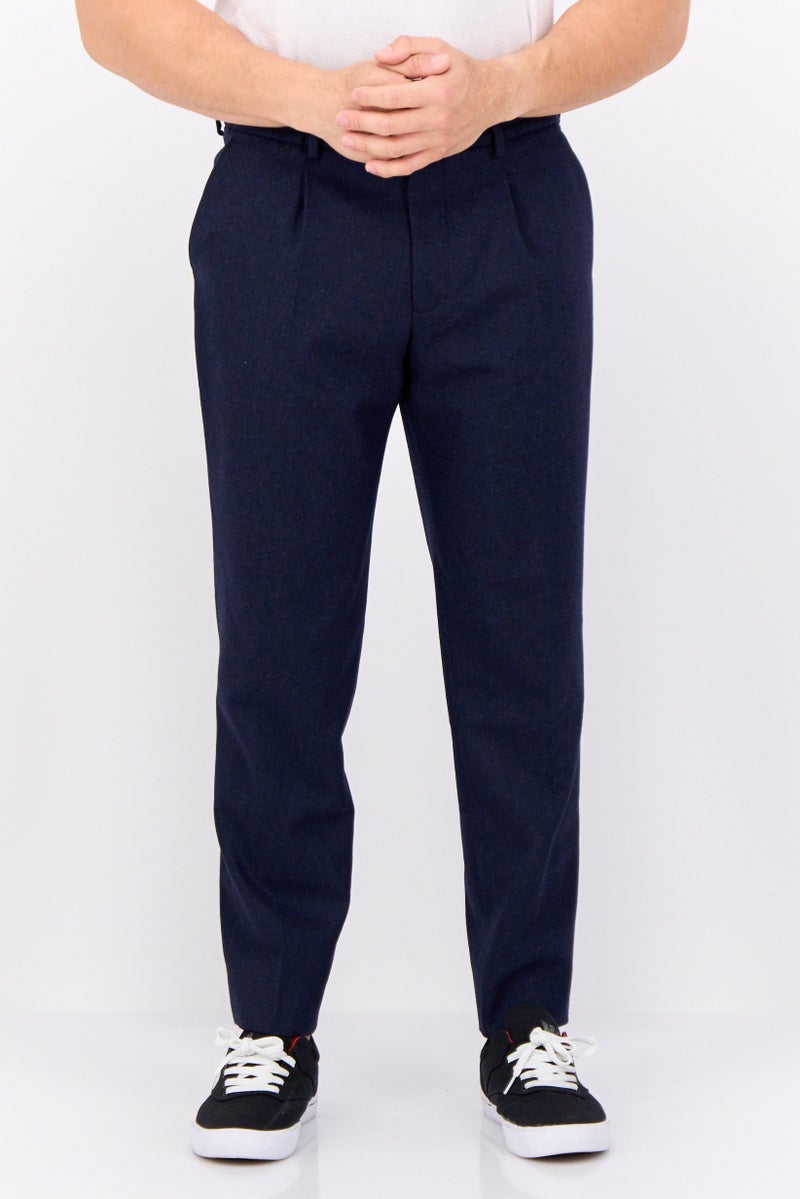 GANT Men Slim Fit Solid Straight Leg Pants, Dark Blue - Image 1