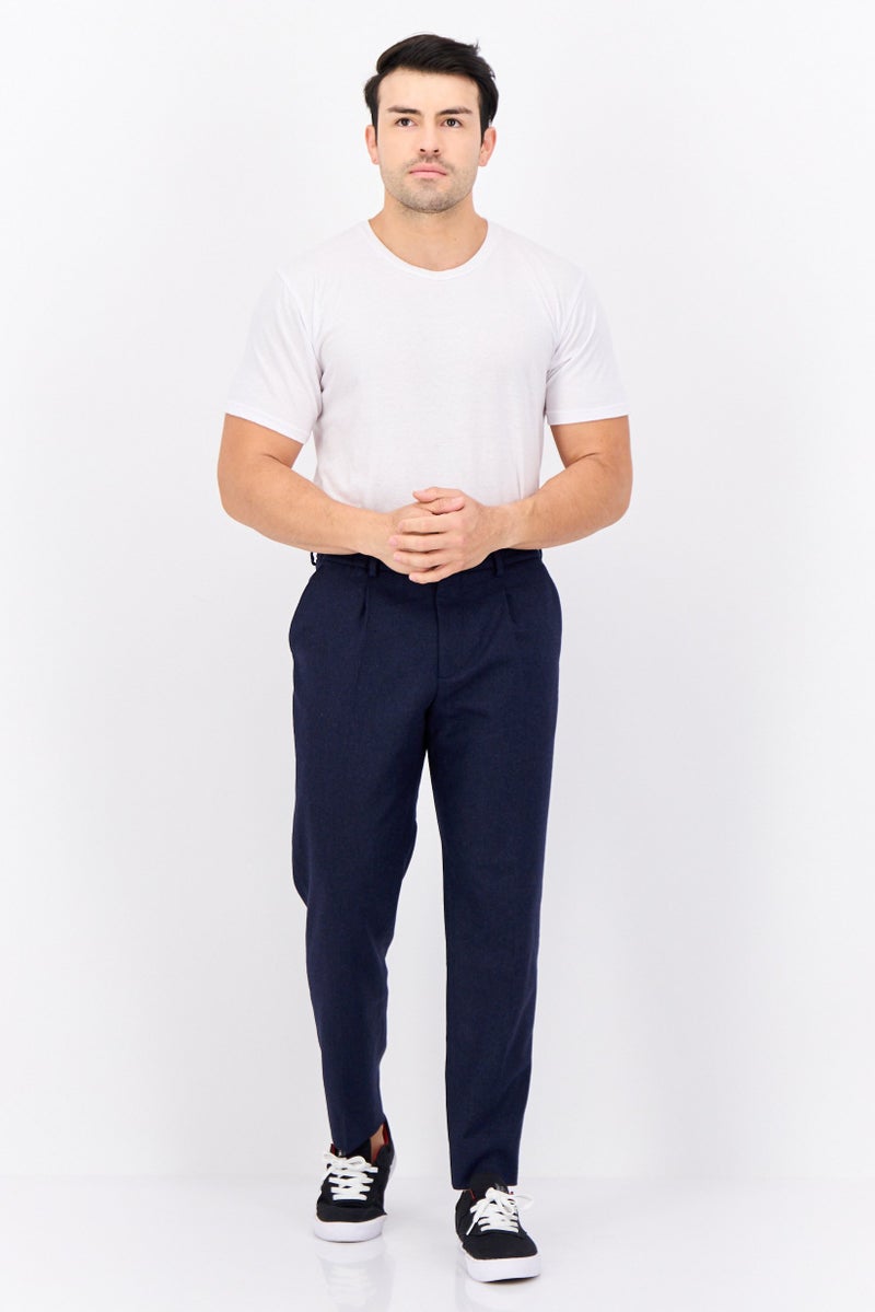 GANT Men Slim Fit Solid Straight Leg Pants, Dark Blue - Image 4