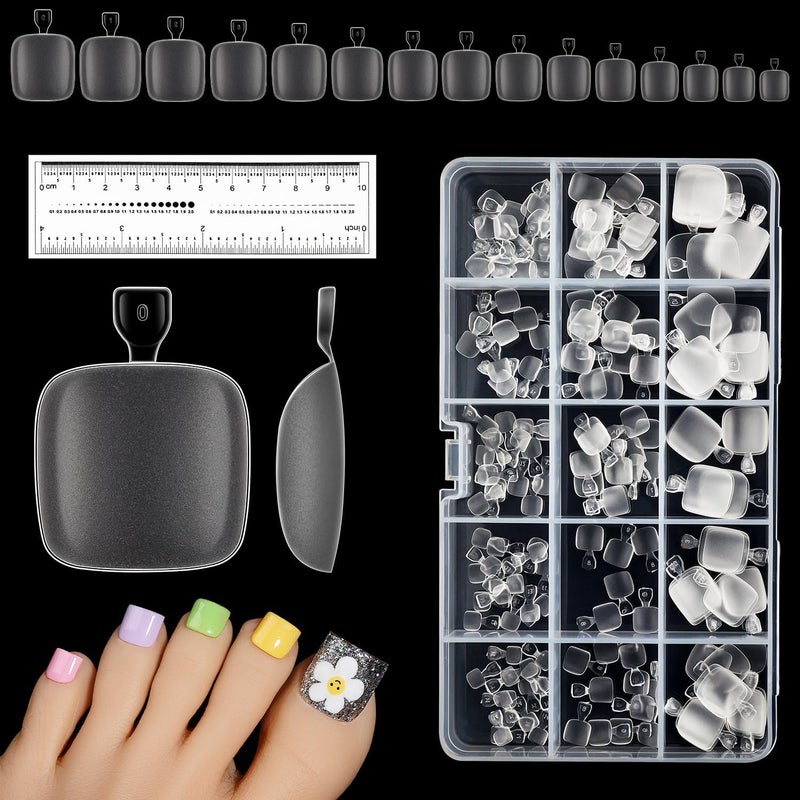 Soft Gel Full Cover Toe Nail Tips, 240PCS Clear Gel Nail Tips False Nail Artificial for Nail Extension, Acrylic False Press on Nails with Case for Nail Art Salon and Home DIY, 15 Sizes 019 - Image 1