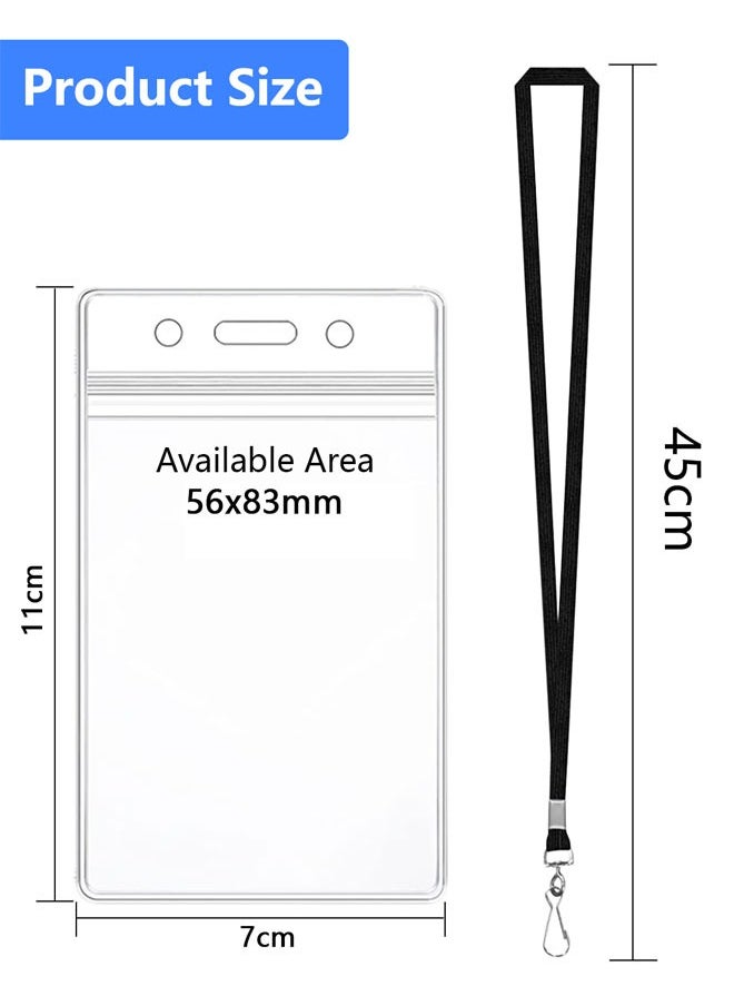 HAWAWA 20 PCS Plastic Name Badge Holders with Lanyard Clear Waterproof ID Badge Holder with Clip Lanyard for School Business Office Vertical  - Image 2