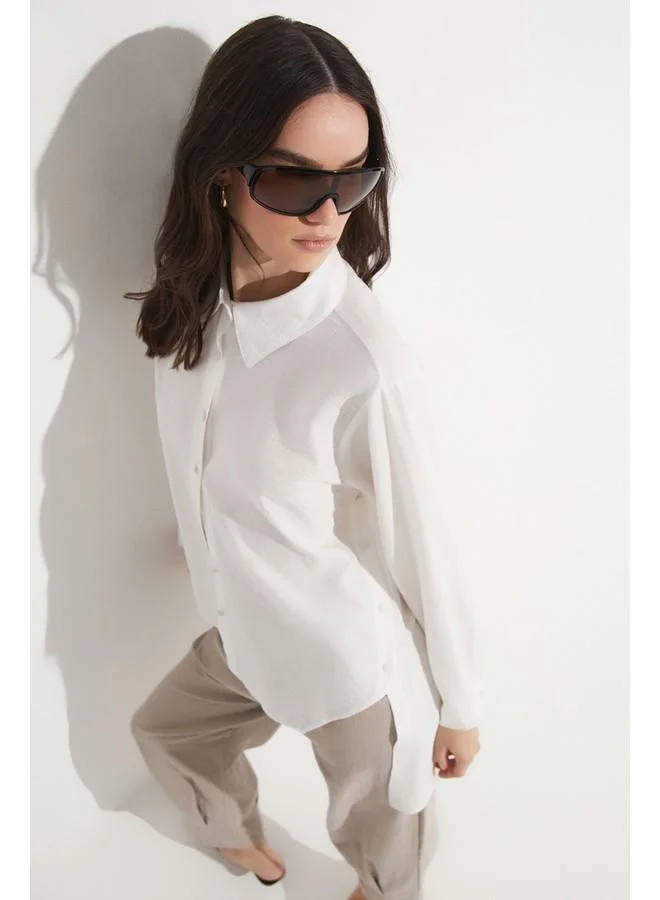 JUNE June Asymmetrical Shirt White