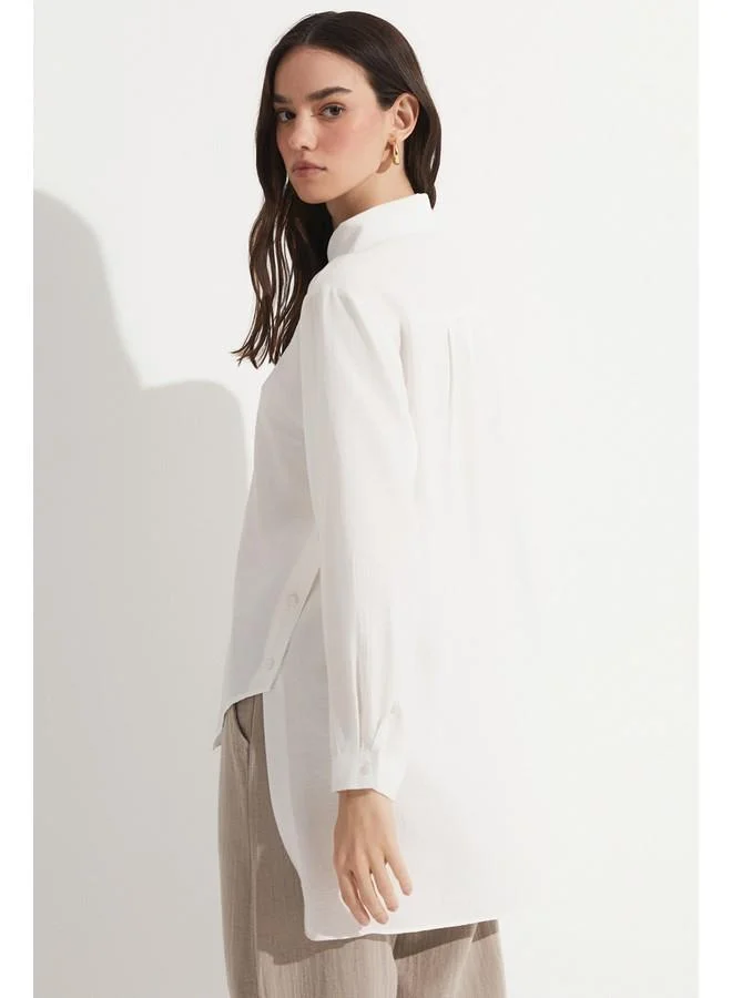 JUNE June Asymmetrical Shirt White