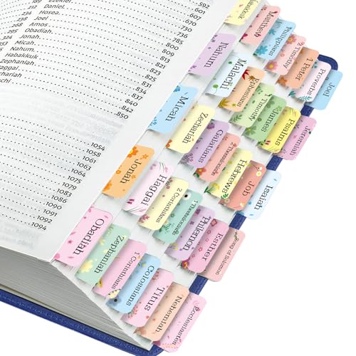Reaeon Bible Tabs, 75 Tabs, Laminated Bible Index Tabs for Women and Men, Bible Book Tabs for Easy Navigation, Large Print Easy to Read (Floral) - Image 1