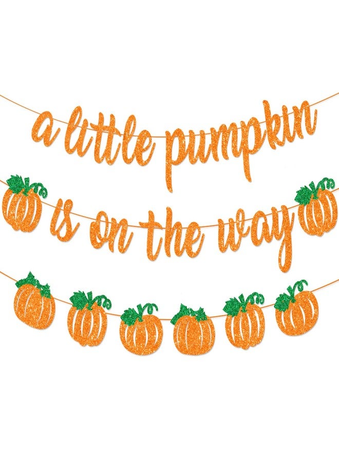 Merriva A Little Pumpkin is On The Way Banner with Pumpkin Garland, Fall Harvest Themed Baby Shower Gender Reveal Decorations, Autumn Garland Photo Prop for Indoor Outdoor Welcome Baby Party Supplies - Image 1