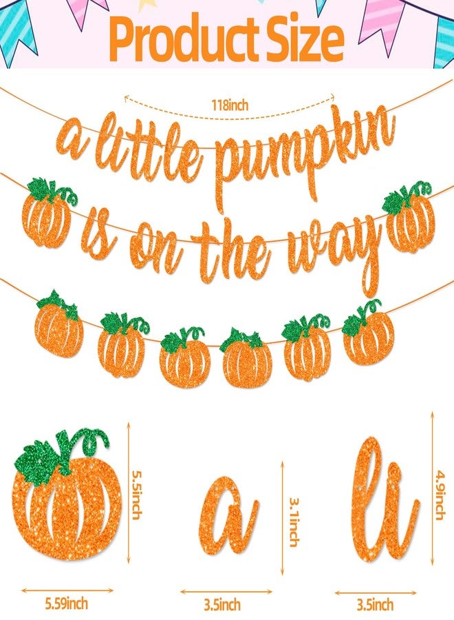 Merriva A Little Pumpkin is On The Way Banner with Pumpkin Garland, Fall Harvest Themed Baby Shower Gender Reveal Decorations, Autumn Garland Photo Prop for Indoor Outdoor Welcome Baby Party Supplies - Image 2
