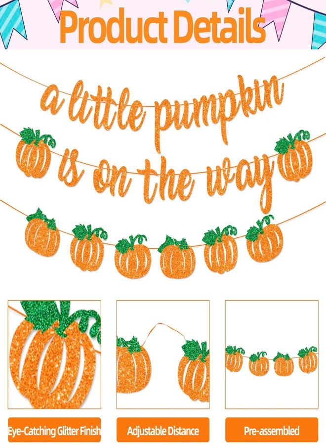 Merriva A Little Pumpkin is On The Way Banner with Pumpkin Garland, Fall Harvest Themed Baby Shower Gender Reveal Decorations, Autumn Garland Photo Prop for Indoor Outdoor Welcome Baby Party Supplies - Image 3