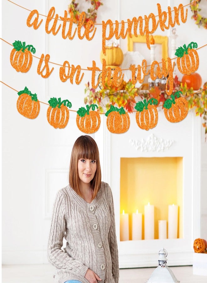 Merriva A Little Pumpkin is On The Way Banner with Pumpkin Garland, Fall Harvest Themed Baby Shower Gender Reveal Decorations, Autumn Garland Photo Prop for Indoor Outdoor Welcome Baby Party Supplies - Image 4