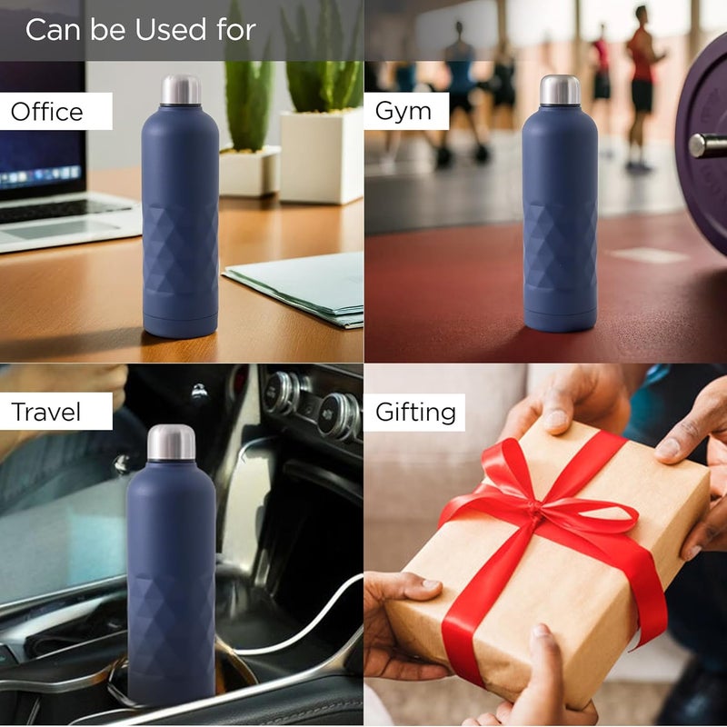 UMAI 750ml Insulated Thermosteel Bottle | Hot and Cold Water Bottle for Office, Gym, School | Leakproof | Vacuum Insulated Water Bottles | Easy Carry Flask for Kids/Adults | (Dark Blue) - Image 4