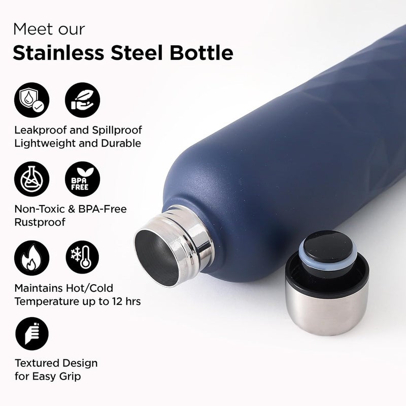 UMAI 750ml Insulated Thermosteel Bottle | Hot and Cold Water Bottle for Office, Gym, School | Leakproof | Vacuum Insulated Water Bottles | Easy Carry Flask for Kids/Adults | (Dark Blue) - Image 2