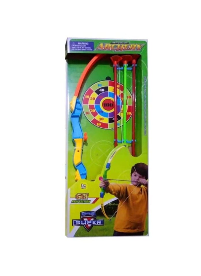 Generic Bow and arrow set, shooting games, plastic, target and arrow games, multicolored. 
