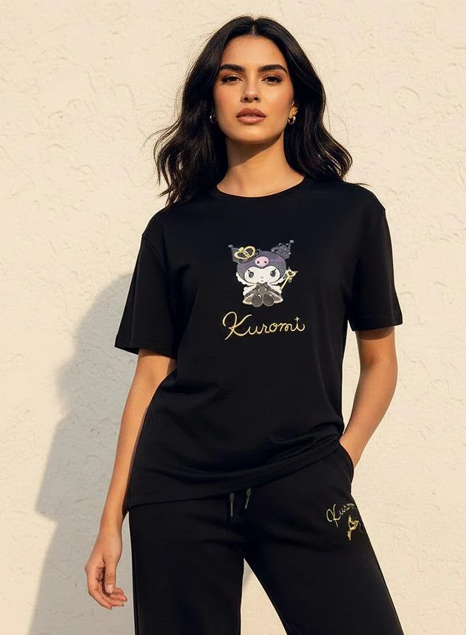 SP Characters Loose Fit T-shirt with Kuromi Print