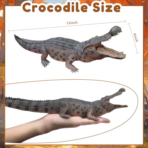 EOIVSH Giant Alligator Toy 15 Realistic Crocodile Action Figure with Moveable Jaw Educational Wild Life Animal Aligator Figurine for Kids Great for Gift Cake Topper Decoration - Image 5
