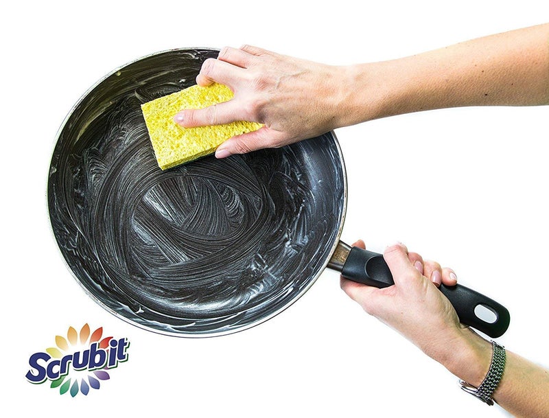 SCRUBIT Heavy Duty Scrub Sponges - Dishwashing Sponge Along with A Tough Scouring Pad - Ideal for Cleaning Kitchen, Dishes, Bathroom - Yellow - 24 Dish sponges - Image 5
