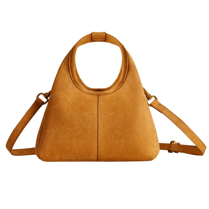 LEACOOLKEY Women's Suede Bag Small Top Handle Handbag Satchel Purse for Women Trendy Designer Shoulder Handbag - Image 1