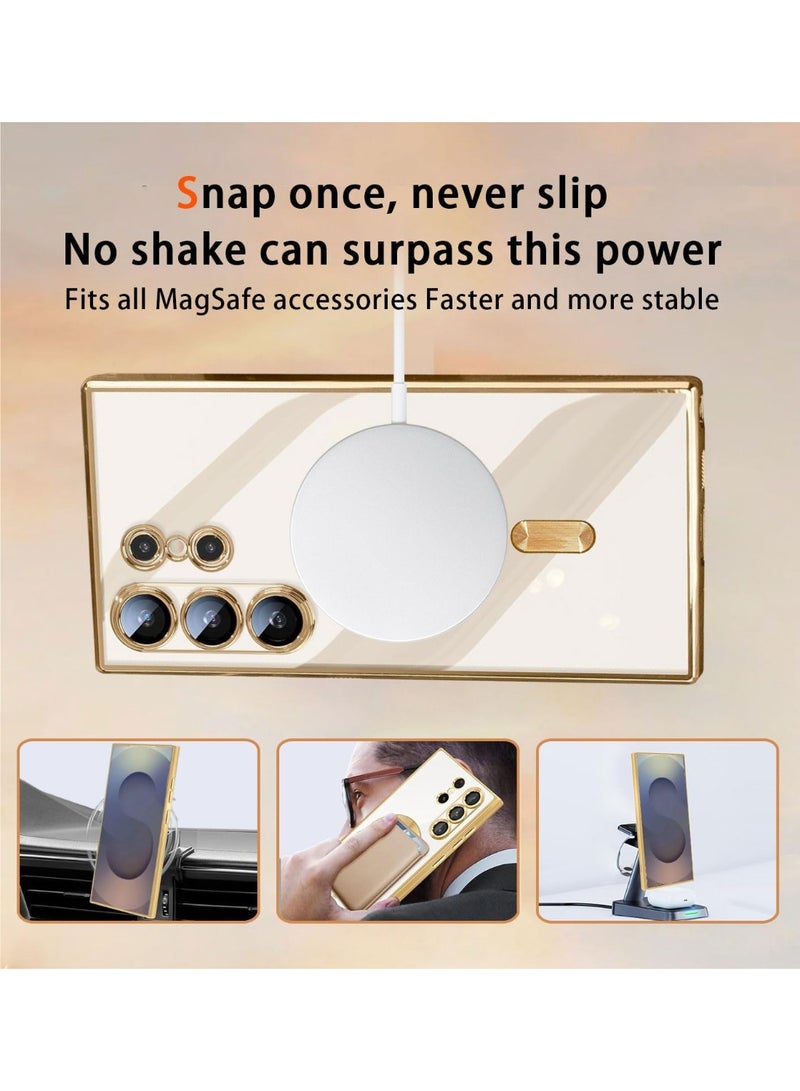 جراب مغناطيسي لهاتف سامسونج جالاكسي S26 ألترا مع طبقتين من الزجاج المقوى، متوافق مع تقنية MagSafe، غطاء فاخر ناعم ولامع لهاتف سامسونج جالاكسي S26 ألترا بشاشة 6.9 بوصة - Image 3