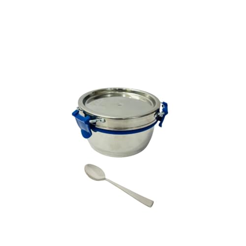 Kitchen Bloom Lunch Box Set, 2 Steel Round Containers with Spoon, Rectangular Container, Classic Bag, Office Carry Bag, 5 Pieces - Image 2