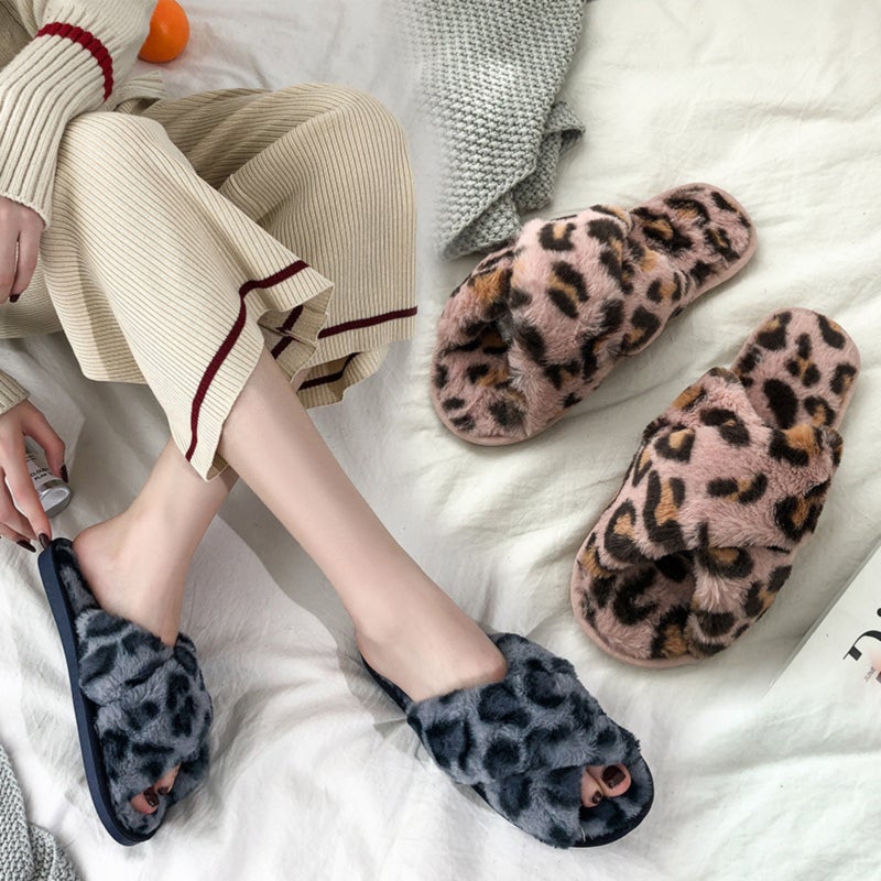 Indoor non-slip home rabbit fur toe slippers - Image 4
