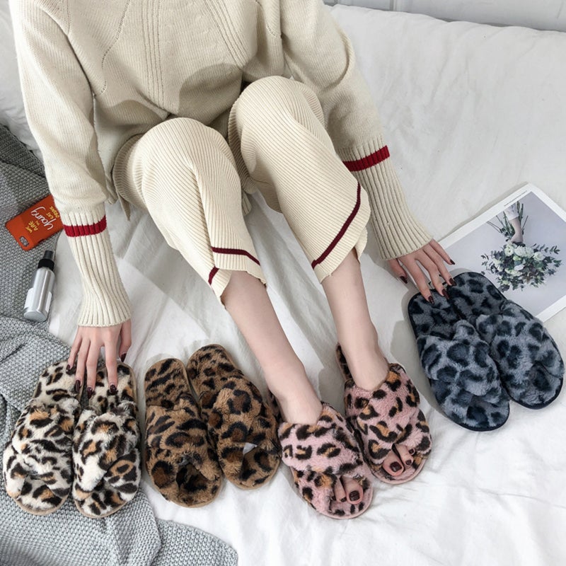 Indoor non-slip home rabbit fur toe slippers - Image 3