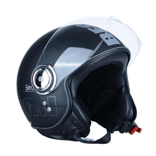 BEON 3/4 Open Face Motorcycle Helmet for Adults,DOT Approved - Moped Half Vespa Retro Helmet with Anti-Scratch Visor for Men and Women Model B-01 - Image 5