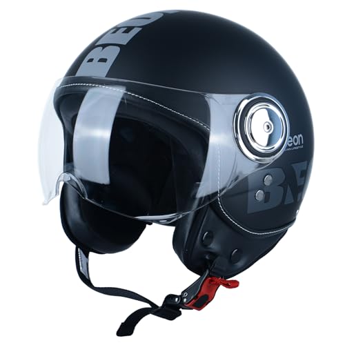 BEON 3/4 Open Face Motorcycle Helmet for Adults,DOT Approved - Moped Half Vespa Retro Helmet with Anti-Scratch Visor for Men and Women Model B-01 - Image 1